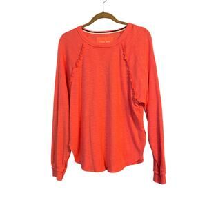 Pilcro Coral Long Sleeve Shirt Top Ruffle Detail Small Soft Cozy Loungewear